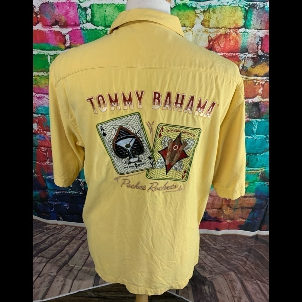 𝅺TOMMY Bahama Pocket Rockets Shirt Silk Size M
